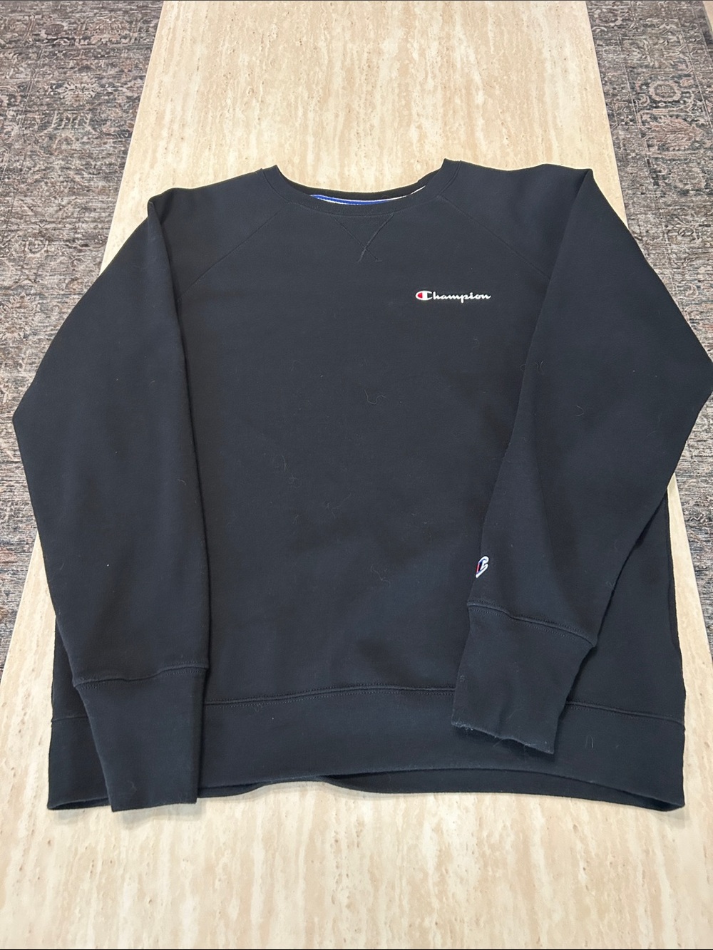 Champion Black Crewneck Sweatshirt with Small Logo